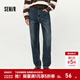 森馬森柔|森馬牛仔褲女冬季抓毛做舊錐形褲女士舒適時(shí)尚潮流復古長(cháng)褲 牛仔深藍88301 27