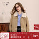 三彩2025冬季新款毛毛翻領(lǐng)棉衣棉服寬松保暖復古燈芯絨外套M 卡其色 M 160/84A