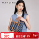 萬(wàn)里馬（wanlima）丹寧水桶包托特包大容量通勤印花牛仔布單肩斜跨手提女包新年禮物 牛仔藍/杏仁棕