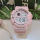 迪士倫手表女款兒童夜光高級感初中生多功能鬧鐘男孩防水運動(dòng)女孩電子表 906圓形-粉色