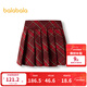 巴拉巴拉女童半身裙春裝短裙兒童格紋百褶裙毛呢時(shí)尚洋氣百搭舒適 紅色調00466 130 cm