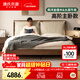 源氏木語(yǔ)全實(shí)木床雙人床主臥真皮軟包床 (金檀木)實(shí)木床1.8*2m(真皮米灰)