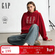 蓋璞（GAP）男女裝2025冬季新款logo刺繡抓絨寬松套頭連帽衛衣美版846551