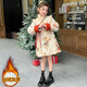G.duck女童旗袍冬裝2025復古風(fēng)連衣裙兒童中大童加絨加厚公主裙拜年服裝 杏色 140 cm