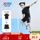 特步兒童短袖套裝夏季新款男童速干衣運動(dòng)套裝女童夏裝 正黑色 160 cm