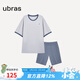 ubras純色舒適柔軟水果全棉家居服睡衣女短袖長(cháng)褲短褲套裝情侶款軟棉棉 【短袖短褲】男款-椰青灰色 2XL
