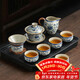 不拙茶具整套功夫茶具套裝家庭用客廳高檔青花瓷汝窯蓋碗9入泡茶套裝