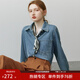 范思藍恩范思藍恩22FS4293藍色軟牛仔襯衫外套女韓版寬松春秋長(cháng)袖疊穿襯衣 牛仔藍 L
