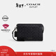 蔻馳（COACH）【專(zhuān)享直降】奧萊男士男包經(jīng)典標志老花拉鏈長(cháng)款手拿包錢(qián)包 QB/炭黑色/黑色
