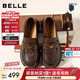 百麗（Belle）元寶樂(lè )福鞋女鞋2026春季新款商場(chǎng)同款羊皮黑色小皮鞋E9L1DAA6 棕色 36 (230mm)