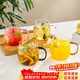 憶壺茶（YIHUTEA）耐熱玻璃杯套裝加厚家用四色喝水杯子果汁杯牛奶咖啡杯大容量茶杯 四色杯 4只裝* 400ml