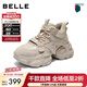 百麗（Belle）運動(dòng)風(fēng)高幫老爹鞋女2025冬新加絨厚底增高百搭休閑鞋B2921DM5 米色 38