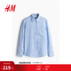 H&M女裝襯衫2025夏季新款時(shí)尚透氣松馳感亞麻襯衫有領(lǐng)上衣1219107 藍色/條紋 XS 155/80