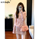 她芙（tafu）品牌女裝小香風(fēng)套裝女2026春秋新款韓版氣質(zhì)針織衫半身裙兩件套 粉色 M