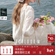 三彩【萊賽爾】2025秋季新款系帶圓領(lǐng)繡花寬松小衫襯衣上衣M 米白色 M 160/84A