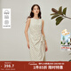 茵曼（INMAN）法式波點(diǎn)褶皺收腰無(wú)袖連衣裙2026春季女裝新款顯瘦背心裙子  淺米杏 L