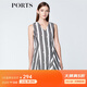 PORTS寶姿  新品商場(chǎng)同款女裝無(wú)袖V領(lǐng)條紋提花連衣裙SN8D077HFQ075 白/黑色 S (4)