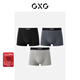 GXG男士?jì)妊潯?條裝】 透氣平角褲內襠抑菌內褲男 25年夏季新品 黑色/深灰/淺灰 XL