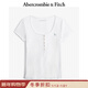 Abercrombie & Fitch【多色亨利領(lǐng)】小麋鹿圖案女裝25夏季修身短袖T恤 白色 L (165/104A)