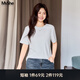 MsShe【天絲棉】大碼女裝2026款春夏裝胖mm短袖T恤巨顯瘦遮肚子上衣 圓領(lǐng)【短袖-羅紋】純白色現貨 4XL