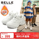 百麗童鞋【免系旋扣】?jì)和\動(dòng)鞋加絨冬季保暖男女童老爹鞋白色33碼