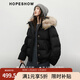 紅袖（hopeshow）貉子大毛領(lǐng)連帽羽絨服2025冬季新款女裝90白鴨絨復古風(fēng)氣質(zhì)短外套 黑050 M