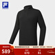 FILA 斐樂(lè )官方男子針織長(cháng)袖上衣冬季新款健身運動(dòng)加絨防曬長(cháng)T 深黑-BK XL 180/100A/XL