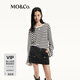 MO&Co.針織衫亞麻棉混紡輕薄竹節肌理感寬松條紋中性落肩摩安珂 黑白條色 XS /155