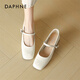達芙妮瑪麗珍鞋女2026新款春季白色高跟鞋淺口單鞋絕美方頭小皮鞋