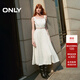 ONLY2025秋季新款度假風(fēng)簡(jiǎn)約U型領(lǐng)中長(cháng)裙吊帶連衣裙女|125107057 A52斑鳩白色 M