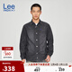 Lee商場(chǎng)同款25新品舒適版翻領(lǐng)黑灰色男長(cháng)袖牛仔襯衫 黑灰色 M