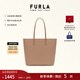 芙拉（FURLA）【新年禮物】ELLA牛皮中號女士大容量手提包托特包上班通勤包 米色+黑色 中