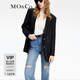 MO&Co.春秋學(xué)院風(fēng)墊肩廓形含羊毛精紡中性西裝外套摩安珂 黑色 M 165