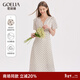 歌莉婭白色復古連衣裙夏裝女緞面冰絲法式波點(diǎn)氣質(zhì)V領(lǐng)長(cháng)裙子1A6H4KAK0 06D杏底印花 M