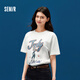 森馬（Semir）瘋狂動(dòng)物城短袖T恤女夏季卡通印花落肩寬松個(gè)性女生101325100099