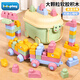 LALAPLAY嬰兒軟膠大顆粒積木0-3歲可啃咬玩具兒童小月齡寶寶益智早教訓練 大顆?？梢Э伤?06塊（帶2車(chē)）+特大號黃鴨收納車(chē)