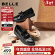 百麗（Belle）復古紐扣牛皮樂(lè )福鞋女2026春新質(zhì)感通勤平跟單鞋B2973AA6 黑色 37 (235mm)