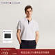 Tommy Hilfiger【LOGO門(mén)襟】春夏男裝商務(wù)休閑純色合身翻領(lǐng)短袖T恤POLO衫 白色YBR S （推薦：120-135斤）