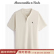 Abercrombie & Fitch經(jīng)典小麋鹿圖案男裝25夏季美式重磅寬松亨利領(lǐng)短袖T恤 奶油色 L (180/108A)尺碼偏大