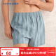 舒雅（Schiesser）男士純棉條紋印花透氣阿羅褲家居短褲E9/24516X 灰綠 XL