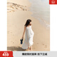 ELLE【淺白月光】白色拼接花邊吊帶連衣裙女2025夏新款海邊沙灘裙 白色 L