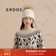 ERDOS 裝飾絞花針織帽貉子毛球保暖毛線(xiàn)帽女帽子 白 52cm
