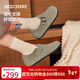 斯凱奇（Skechers）單鞋勃肯鞋女士2025新款秋季牛皮一腳蹬休閑鞋厚底豆豆鞋159018