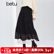 百圖（betu）女裝2025年冬季新款半身裙高級感拼接蕾絲邊蛋糕裙裙子女2510X02 黑色 L