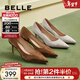 百麗（Belle）氣質(zhì)高跟單鞋女商場(chǎng)同款細跟淺口單鞋3J409CQ4 棕色 37 (235mm)