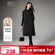 晚白【新品】設計感綿羊毛背心裙冬款氣質(zhì)立體小花拼接百褶連衣裙 深灰色 L
