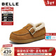 百麗（Belle）復古絨面勃肯鞋女2026春新商場(chǎng)同款加毛保暖休閑鞋F3W1DAM6 棕色 38 (240mm)