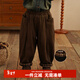 硯臺家童裝韓版兒童加絨褲子秋冬款嬰兒純棉蘿卜褲男童休閑褲春秋 咖色加絨款 100