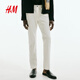 H&M男裝休閑褲2025年秋冬新款時(shí)尚斜紋棉布簡(jiǎn)約英倫修身長(cháng)褲1074402 白色 34 170/86(34/30)