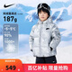 NIKE 耐克男女童紅色拜年服保暖短款90絨羽絨服冬季滿(mǎn)印兒童外套上衣